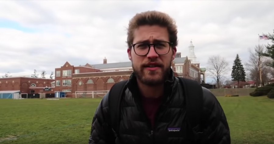 Brandon+Yaraghi+outside+of+Great+Neck+North+High+School%2C+moments+before+allegedly+trespassing+inside+the+building.+Yaghari+uploaded+his+alleged+two-day-trespassing+affair+onto+his+YouTube+channel.