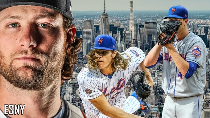Left to Right: Newly signed Yankees starter Gerrit Cole, Mets starter Noah Syndergaard, Mets starter and reigning back-to-back Cy Young Champion Jacob deGrom
