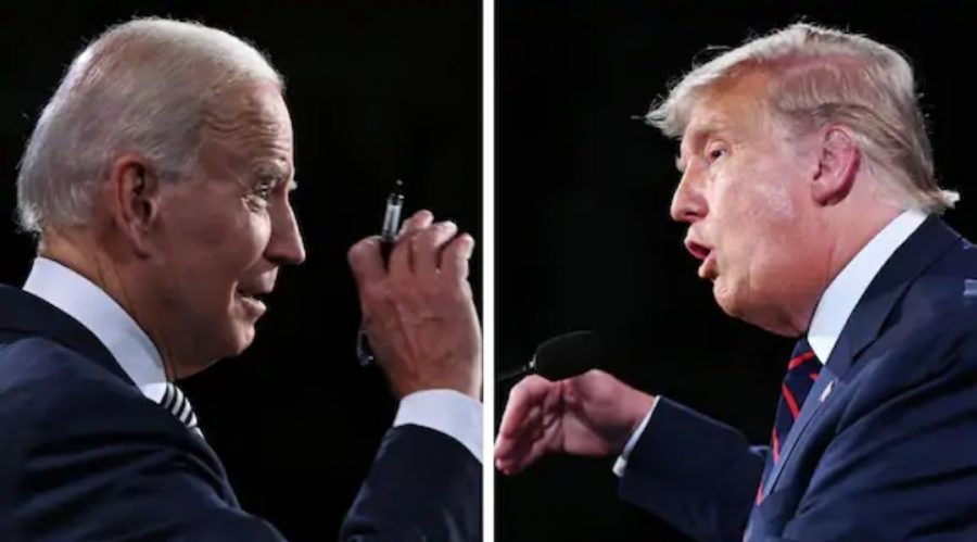 Joe Biden and Donald Trump argue during the first presidential debate. (Credit: Washington Post)