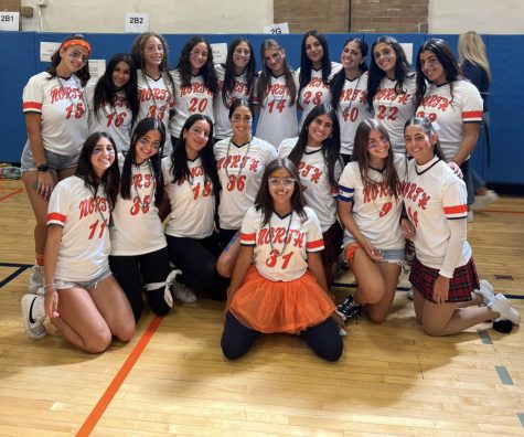 The Girls Varsity Soccer Team pictured before the pep rally (Credit: Justine Khadavi).