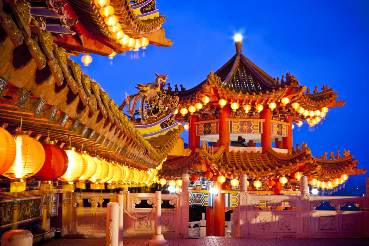 A temple in Kowloon, Hong Kong, prepares for the upcoming New Year 