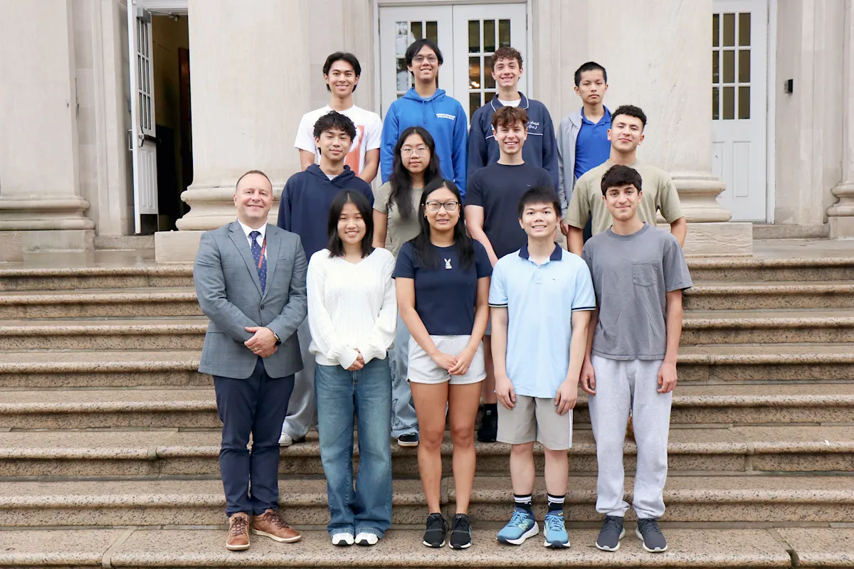 North High National Merit Semifinalists posing with principal Mr. McNamara (Credit: Great Neck Public Schools).